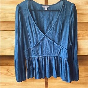 Knox Rose Teal Long Sleeve Blouse